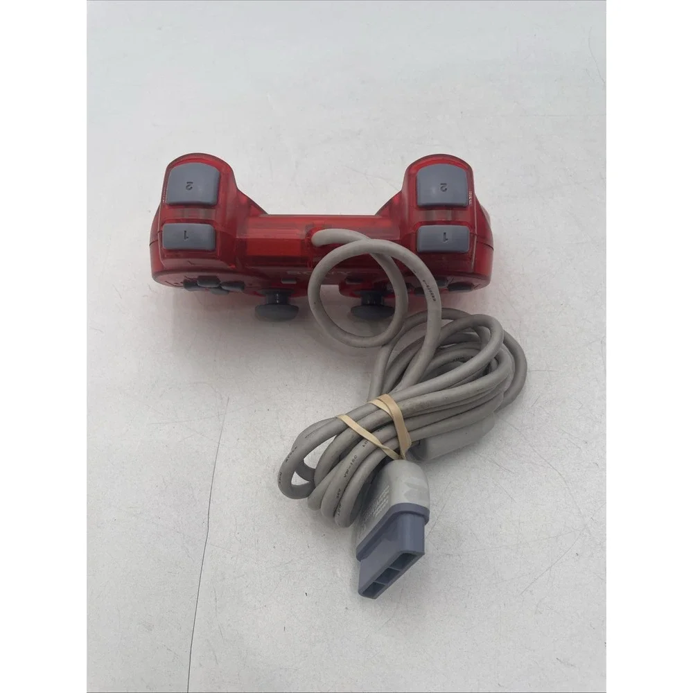 Sony PlayStation 1 PS1 OEM Analog Wired Controller (SCPH-110) Clear Red